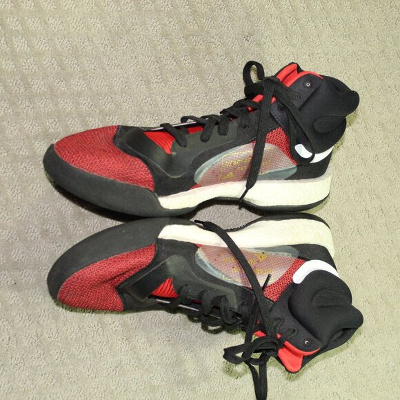 Size 15 - adidas Marquee Boost Active Red Black High Top Basketball Sneakers main image 5